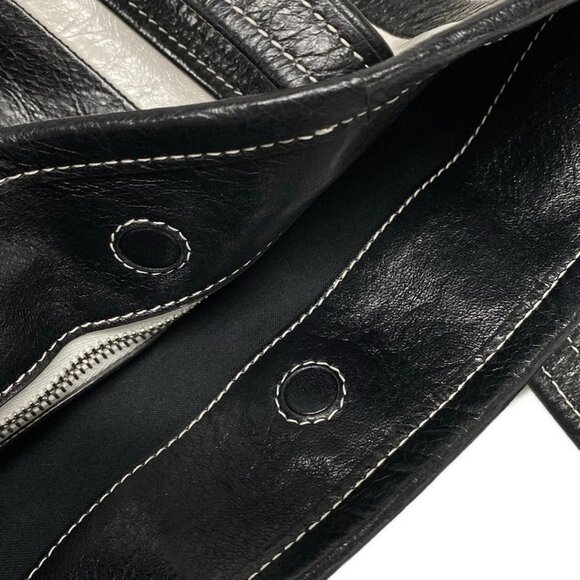 Auth BALENCIAGA Barbes Small 671404 Black White Leather - Tote Bag - Picture 10 of 16